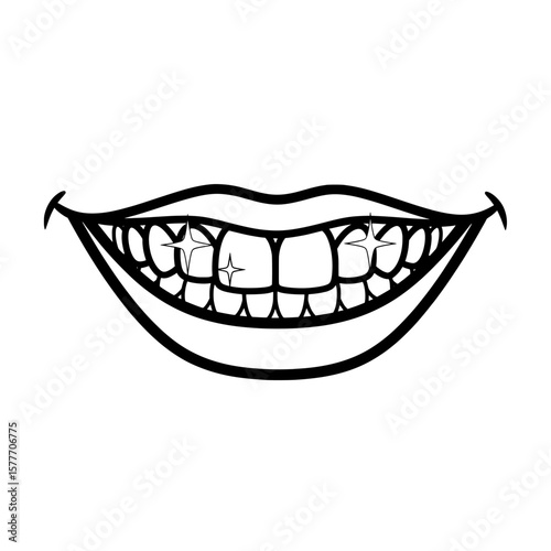 Smiling mouth with sparkling teeth for dental health and hygiene
