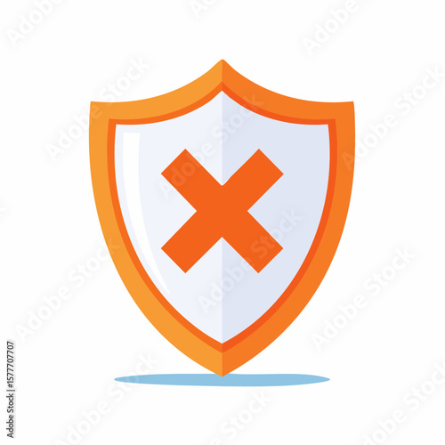 Orange And White Shield Icon With Cross Mark