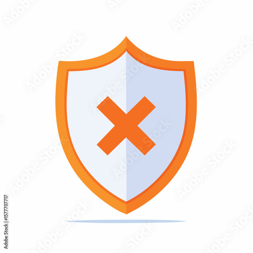 Orange and White Shield Icon with Cross Symbol