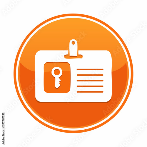 Orange Circular ID Card Icon with Key Symbol