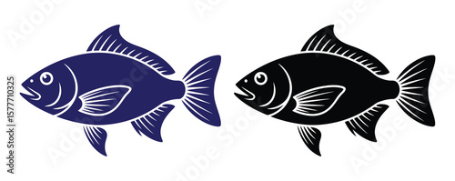 Fish icons. thin line vector icons.Fish Icons. Black and White Vector Illustrations. Agriculture, Farming. For Coloring Book Design. Pets Concept