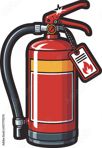 Fire extinguisher colorful illustration isolated on transparent background
