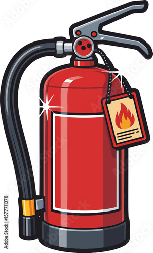 Fire extinguisher colorful illustration isolated on transparent background