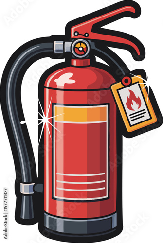 Fire extinguisher colorful illustration isolated on transparent background