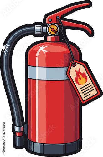 Fire extinguisher colorful illustration isolated on transparent background