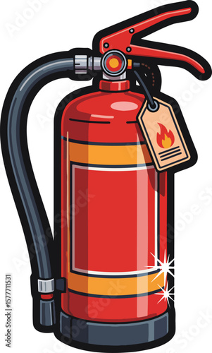 Fire extinguisher colorful illustration isolated on transparent background
