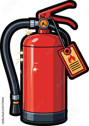 Fire extinguisher colorful illustration isolated on transparent background