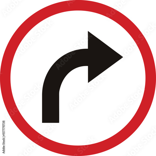Mandatory Right Turn Traffic Sign Vector Illustration