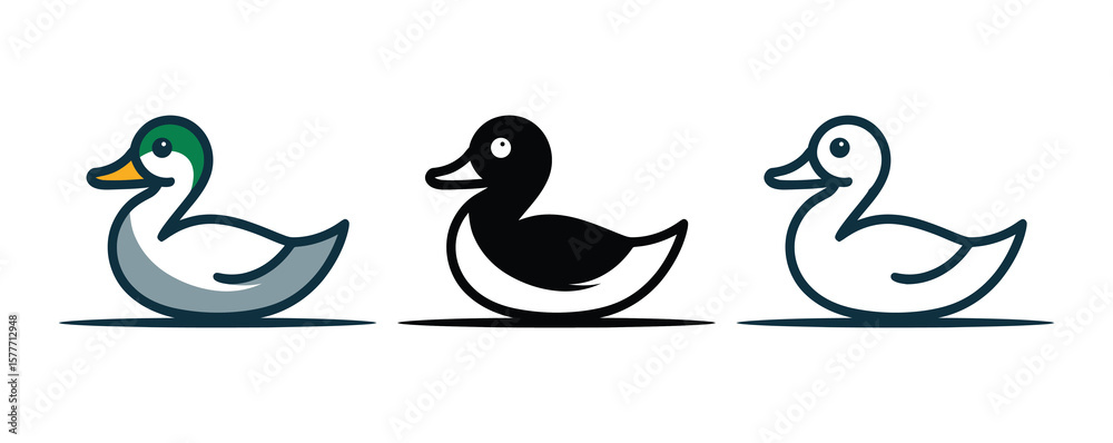 Obraz premium duck icon logo design modern minimalist.duck goose logo icon vector illustration hipster stock for cafe and restaurant mono line outline line.