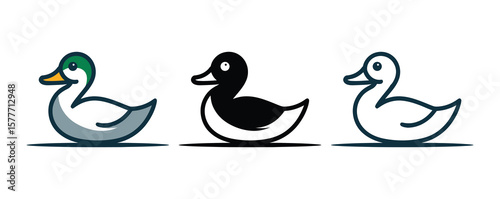 duck icon logo design modern minimalist.duck goose logo icon vector illustration hipster stock for cafe and restaurant mono line outline line.