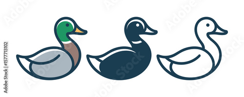 duck icon logo design modern minimalist.duck  logo icon vector illustration hipster stock for cafe and restaurant mono line outline line.