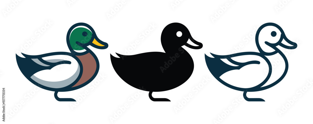 Obraz premium duck icon logo design modern minimalist.duck goose logo icon vector illustration hipster stock for cafe and restaurant mono line outline line.