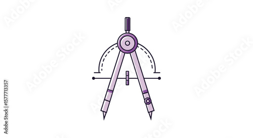 Geometric drawing tool for creating precise circles and arcs in architectural designs and engineering blueprints