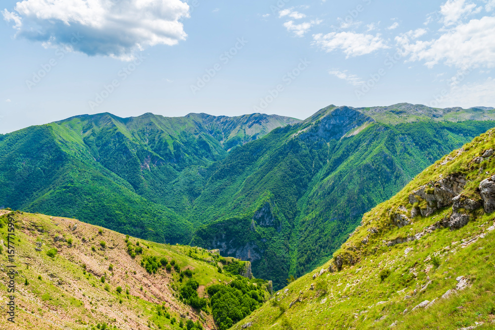 Fototapeta premium View of the Rakitnica Canyon in Lukomir, the highest village in Bosnia-Herzegovina