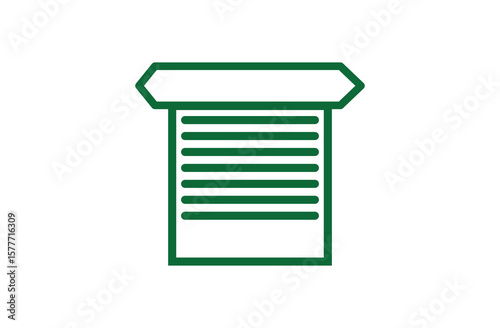 Green Shutter Door vector icon isolated on white background. Simple element illustration from Buildings concept. Symbol, logo illustration. Vector illustration. Eps file 140.
