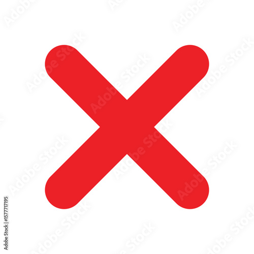 red cross icon. Red x wrong sign vector flat illustration design on white background.