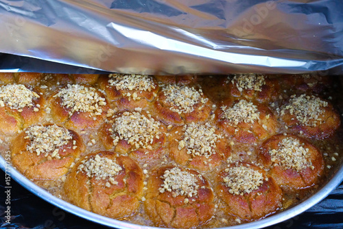 homemade sekerpare with walnuts, turkish sweet food