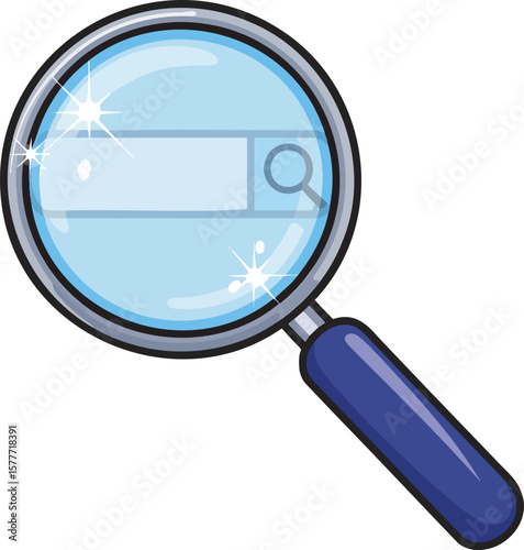 Magnifying glass colorful illustration isolated on transparent background