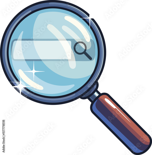 Magnifying glass colorful illustration isolated on transparent background
