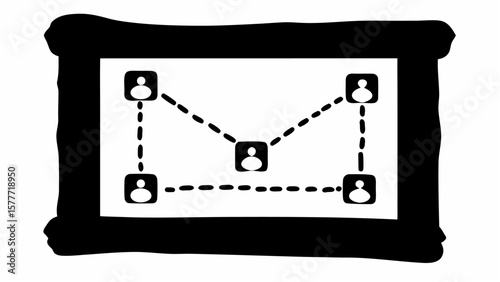 Illustration of network connected people in frame