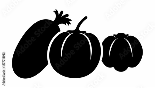 Silhouette of a cucumber and two bell peppers art