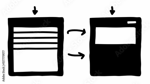 Diagram showing data transformation between two boxes