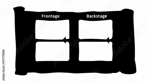 Black and white stage with frontage and backstage