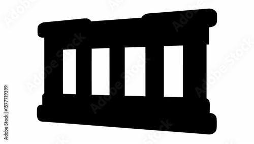 Illustration of a black jail cell with white bars