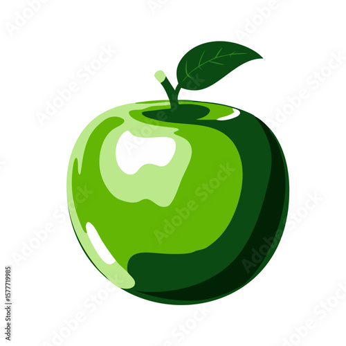 Green apple icon for healthy food and body support