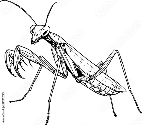 Ideal Praying Mantis Drawing for Coloring