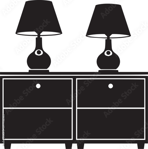 vector illustration of  Nightstands with lamps