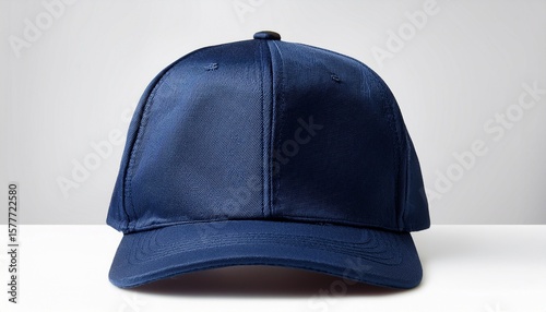 plain navy blue trucker hat mockup front view