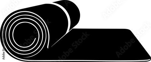 Black and White Yoga Mat Partially Rolled Up Illustration