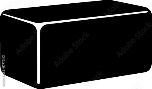 Black Rectangular Prism with Rounded Edges and White Outline