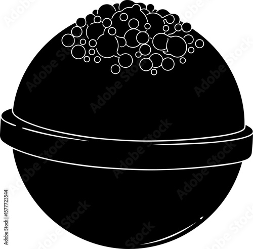 Black Bath Bomb with Bubble Topping and Ring Detail Silhouette