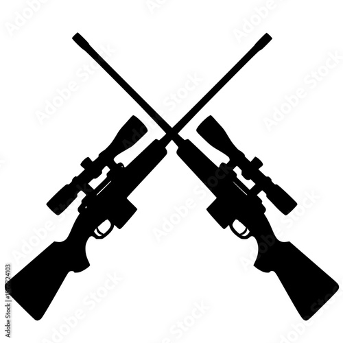Crossed Rifles Silhouette on White Background