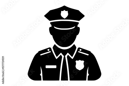 Silhouette of a police officer in uniform facing forward