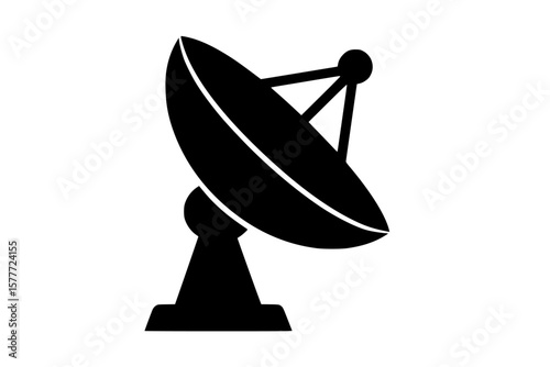 Silhouette of a Satellite Dish, Black Color Isolated on White Background