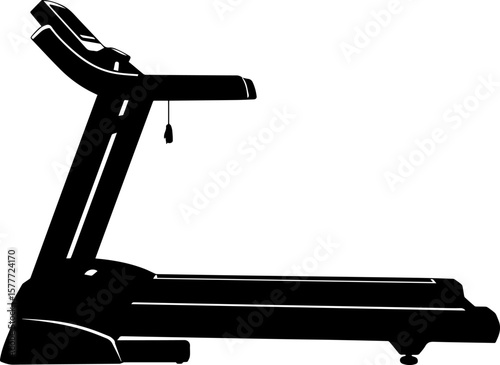 Treadmill Silhouette with Console and Safety Key, Fitness Equipment