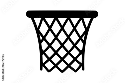 Basketball Hoop Silhouette Isolated on White Background