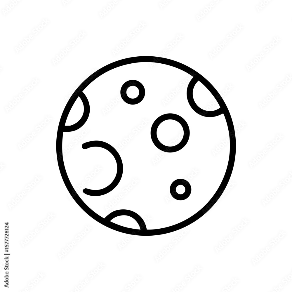 Obraz premium Moon icon with craters in minimalist black and white design