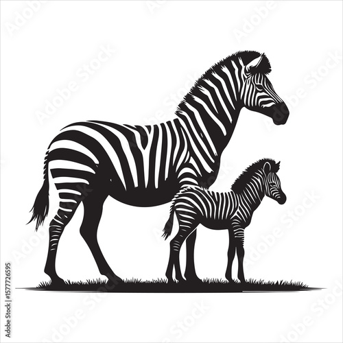 Silhouette vector of a zebra standing on a white background