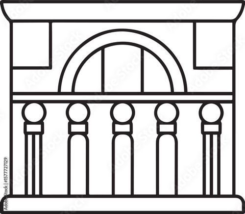 balcony outline vector illustration, line art