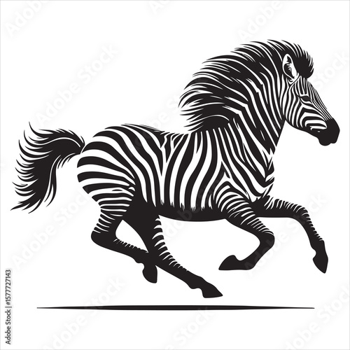 Silhouette vector of a zebra standing on a white background