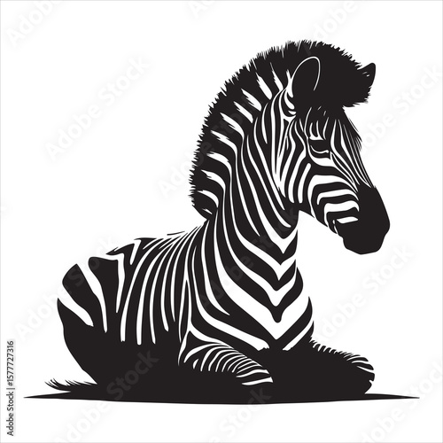 Silhouette vector of a zebra standing on a white background