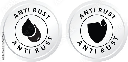 Anti Rust Icons with Water Droplet and Shield Concepts