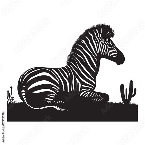 Silhouette vector of a zebra standing on a white background