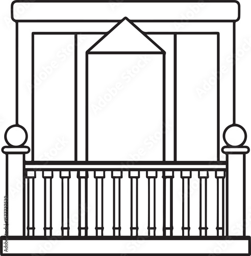 balcony outline vector illustration, line art