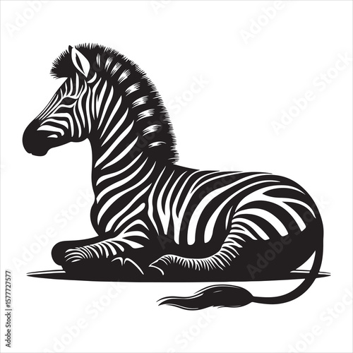 Wallpaper Mural Silhouette vector of a zebra standing on a white background Torontodigital.ca