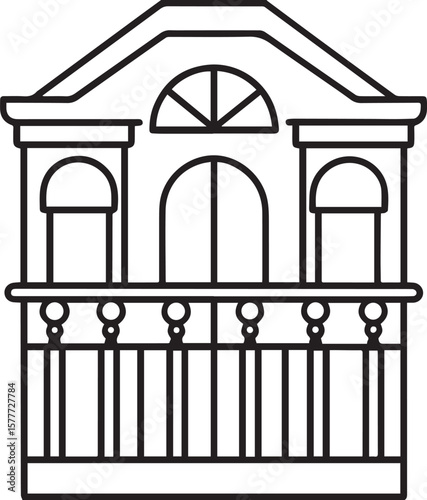 balcony outline vector illustration, line art